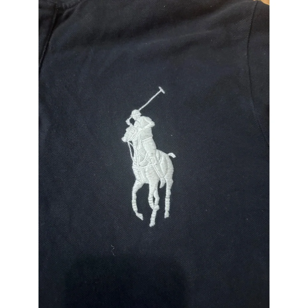 Polo Ralph Lauren Big Pony Polo Shirt Black Custom Slim Fit XL White Logo 3